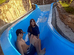 Stepsister Gets Stuck On The Slide, I Offer Her Help In Exchange For Fucking Her
