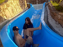 Stepsister Gets Stuck On The Slide, I Offer Her Help In Exchange For Fucking Her