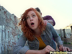 Picked up inked slut outdoor banged in her tight pussy