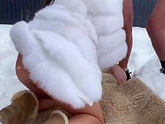 A Group Of Guys Banging A Pregnant Woman Outside In The Snow