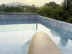 Monika Fox In Blowjob, Rimming And Golden Shower In Pool Against Sunset