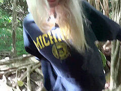 Blonde Cutie Getting Her Tight Pussy Fucked In The Forest