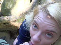 Blonde Cutie Getting Her Tight Pussy Fucked In The Forest