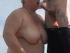 Stepmother-in-law Sucks My Dick On The Beach And Gets Cum In Her Mouth1