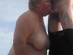 Stepmother-in-law Sucks My Dick On The Beach And Gets Cum In Her Mouth1