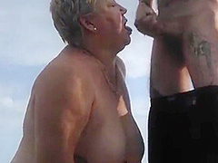 Stepmother-in-law Sucks My Dick On The Beach And Gets Cum In Her Mouth1