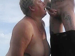 Stepmother-in-law Sucks My Dick On The Beach And Gets Cum In Her Mouth1