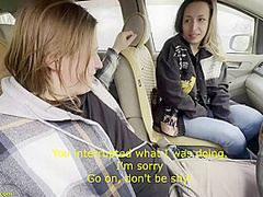 busty girl surprised me while jerking off in the car