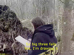 busty girl rough fucked in the forest