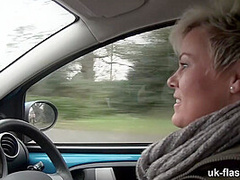 Short Hair British MILF Flashing and Pissing all Over Town for UK-Flashers