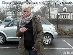 Short Hair British MILF Flashing and Pissing all Over Town for UK-Flashers