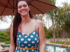 Buxom brunette Alison Tylor gets personal in this poolside interview.