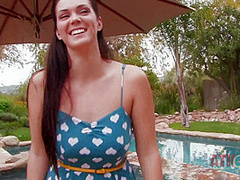Buxom brunette Alison Tylor gets personal in this poolside interview.