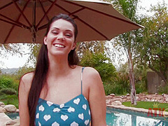 Buxom brunette Alison Tylor gets personal in this poolside interview.