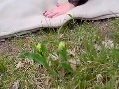 Another Outdoor Kinky Show In Brown Stockings