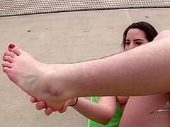 Beryl Plays Around Outside Then Heads Indoors To Work Out A Little Showing Her Hairy Pussy And Pits In The Process