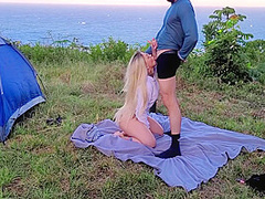 Risky Sex Real Amateur Couple Fucking At Camp