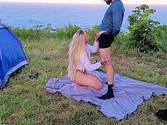 Risky Sex Real Amateur Couple Fucking At Camp