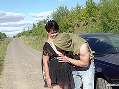 Slut Grandma Fucked By The Road With Grand Mams