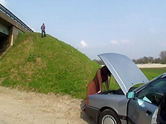 Big Mature Brunette In Sexy Outfit Fucking Outside