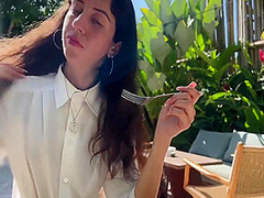 Katty West - I Asked A Friend To Cum On My Face In A Cafe So I Could Eat Food With Sperm - Public Cumwalk 10 Min