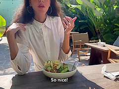 Katty West - I Asked A Friend To Cum On My Face In A Cafe So I Could Eat Food With Sperm - Public Cumwalk 10 Min