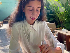 Katty West - I Asked A Friend To Cum On My Face In A Cafe So I Could Eat Food With Sperm - Public Cumwalk 10 Min