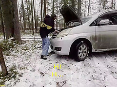 Roadside Assistance Rewarded With Car Fucking