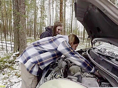 Roadside Assistance Rewarded With Car Fucking