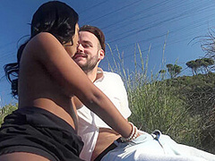Stranded, Thankful & Horny: Dark Babe Swallows Big Cock - PornWorld