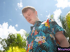 Nympho MILF fucked by short guy in 3some with 21yo slut