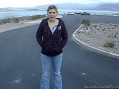 Public teen slut sucking on hard cock