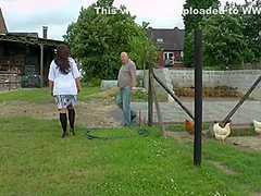Riding His Old And Thick Cock On The Lawn