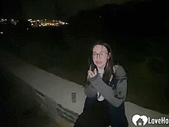 Nerdy babe gets plowed in the park