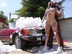 Busty Slut Yorgelis Carrillo Waxes Car Washer's BBC GP2435 - PornWorld