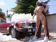 Busty Slut Yorgelis Carrillo Waxes Car Washer's BBC GP2435 - PornWorld