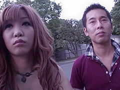 Japanese Babe Blows A Guy With Hairy Dick On The Stairs