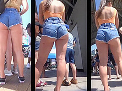 Delicious Little Woman In Shorts Teasing Men
