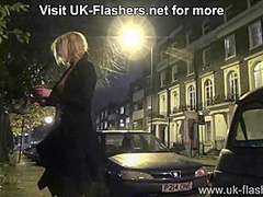The Thrill of Getting Caught! British Lassie Flasher Amber on the Street of the UK