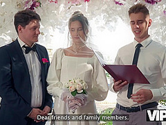 VIP4K. Bride was fucked hard and got anal creampie while guests were watching