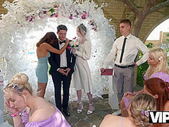 VIP4K. Bride was fucked hard and got anal creampie while guests were watching