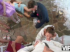 VIP4K. Bride was fucked hard and got anal creampie while guests were watching