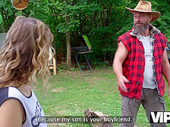 VIP4K. Sneaky Dad fucked a girl right in his vegetable garden