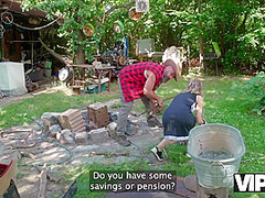 VIP4K. Sneaky Dad fucked a girl right in his vegetable garden