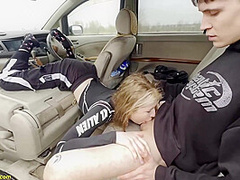 real teen couple fucks in the car
