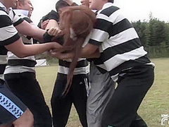 Japanese College Girl Gets Her Pussy Satisfied By Horny Teacher And Football Team Outdoor