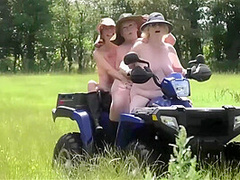 Crazy Naked Matures In Floppy Hats On A Quad Bike