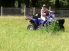 Crazy Naked Matures In Floppy Hats On A Quad Bike