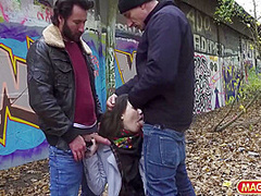 Fiamma Monti And Jason Steel - Petite Brunette Double Pounded In The Park