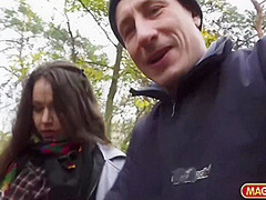 Fiamma Monti And Jason Steel - Petite Brunette Double Pounded In The Park